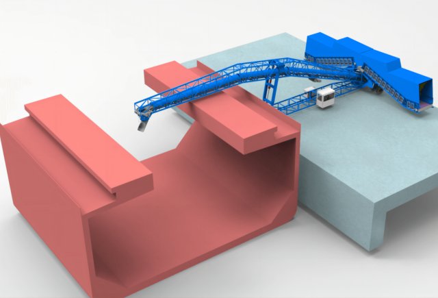 Судопогрузчик с изогнутой стрелой