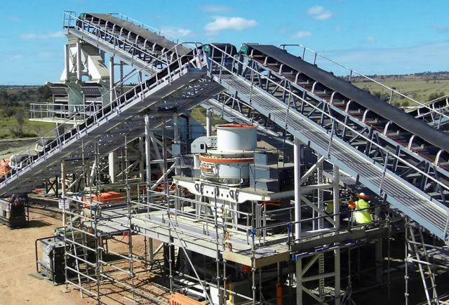 conveyor stone crushing and screening plant